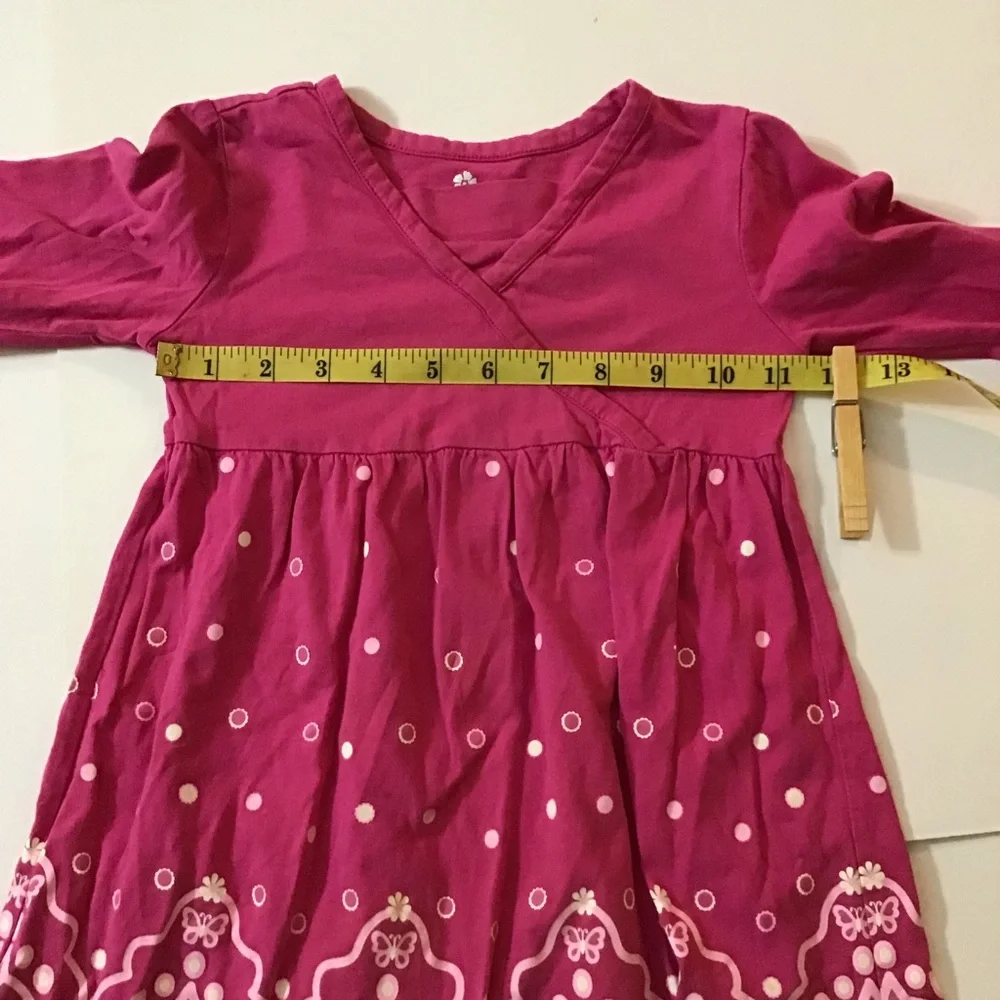 The Childrens Place Dress Girls Sz 4 Pink White Graphic Print Dots Faux Wrap